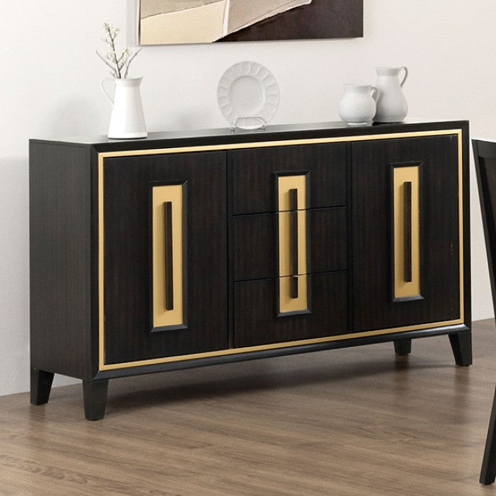 Kenyada Espresso Wood Server with Storage Drawers