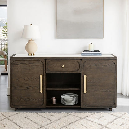 Vellara Dark Walnut Sideboard with Oversized Gold Pulls