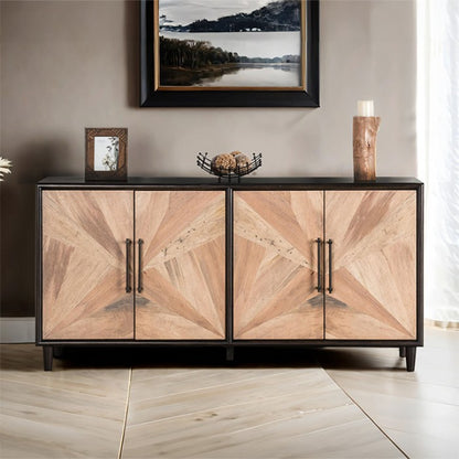 Lakeside Black Natural Storage Cabinet with Euro‑Style Hinges