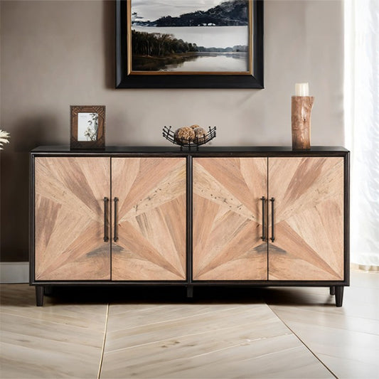 Lakeside Black Natural Storage Cabinet with Euro‑Style Hinges