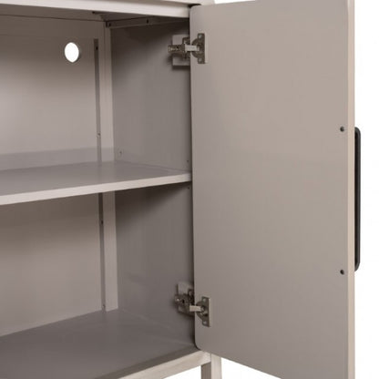 Belize Modern Gray Fog Wood 4 Door Cabinet
