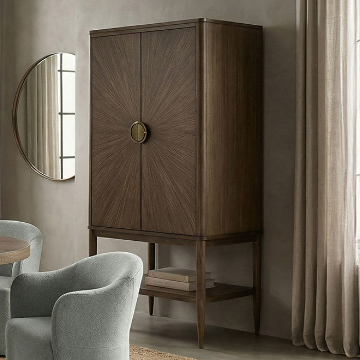Clarksburg Walnut Display Cabinet with Sunburst Pattern