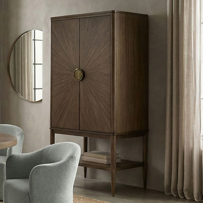 Clarksburg Walnut Display Cabinet with Sunburst Pattern