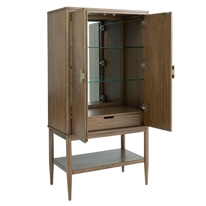 Clarksburg Walnut Display Cabinet with Sunburst Pattern