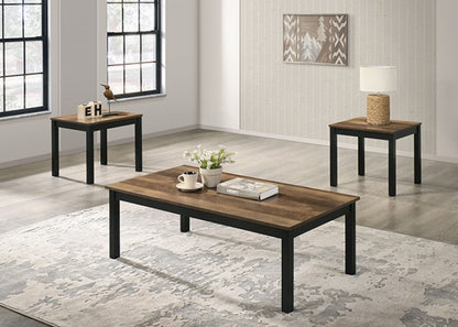 Findlay 3 Pc Faux Mable Top Brown Table Set