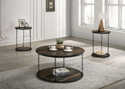 Ophira 3 Pc Rustic Dark Brown Table Set