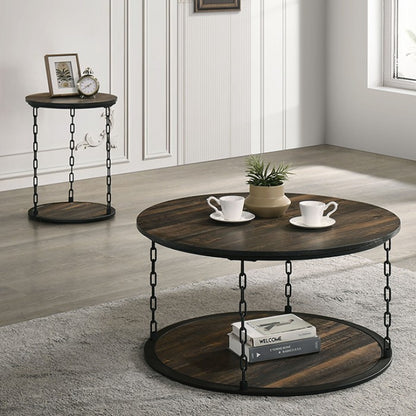 Ophira 3 Pc Rustic Dark Brown Table Set