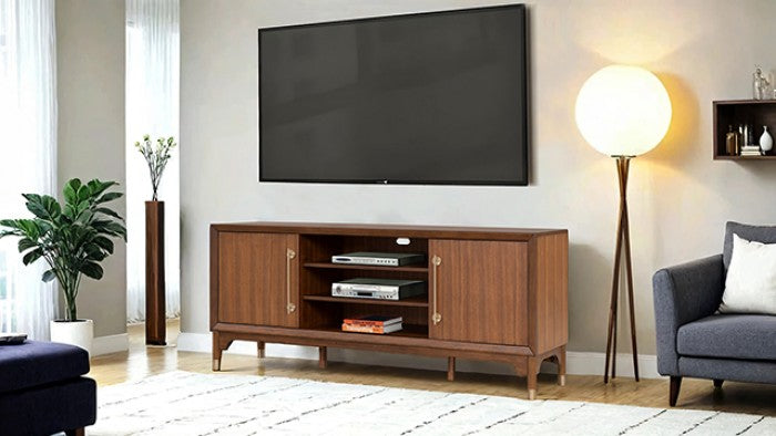 Hepburne Walnut 70" TV Stand with LED Pier Lighting