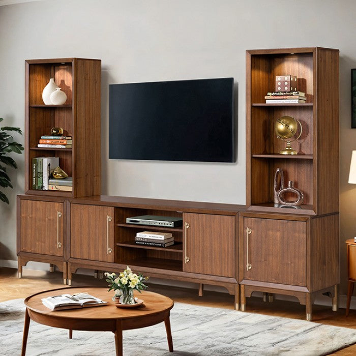 Hepburne Walnut Entertainment Center with LED Pier Lighting
