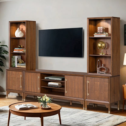 Hepburne Walnut Entertainment Center with LED Pier Lighting