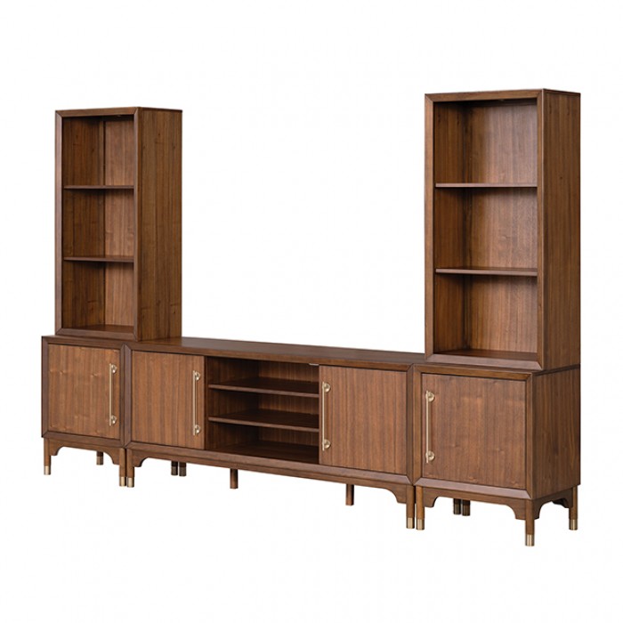 Hepburne Walnut Entertainment Center with LED Pier Lighting