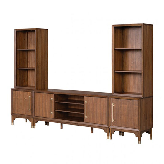 Hepburne Walnut Entertainment Center with LED Pier Lighting
