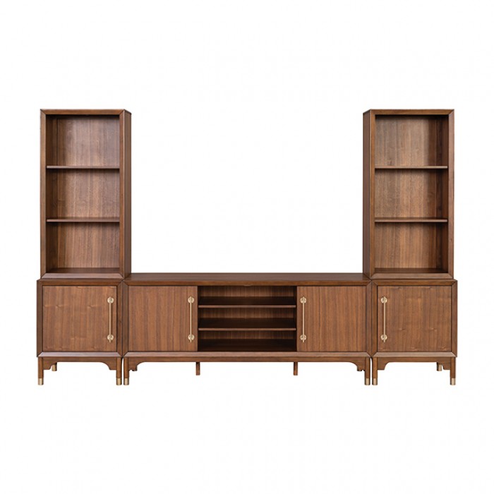 Hepburne Walnut Entertainment Center with LED Pier Lighting