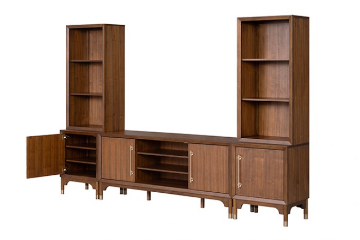 Hepburne Walnut Entertainment Center with LED Pier Lighting