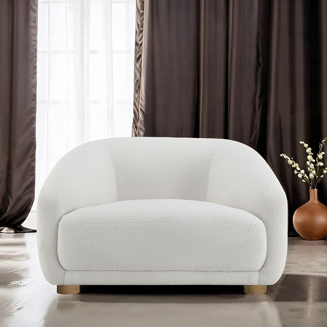 Kolvere Chair in Contemporary White Boucle