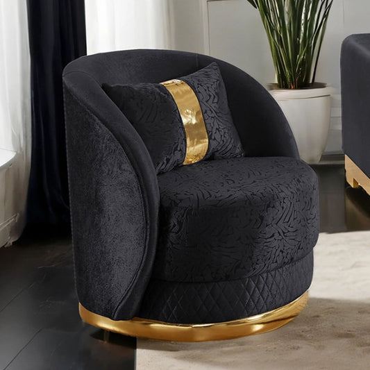 Valdosta Black/Gold Soft Curved Chair - Stylish and Comfortable with a Sleek Black and Gold Design