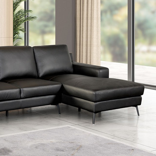 Stordal Contemporary Sectional with Right Chaise - Black