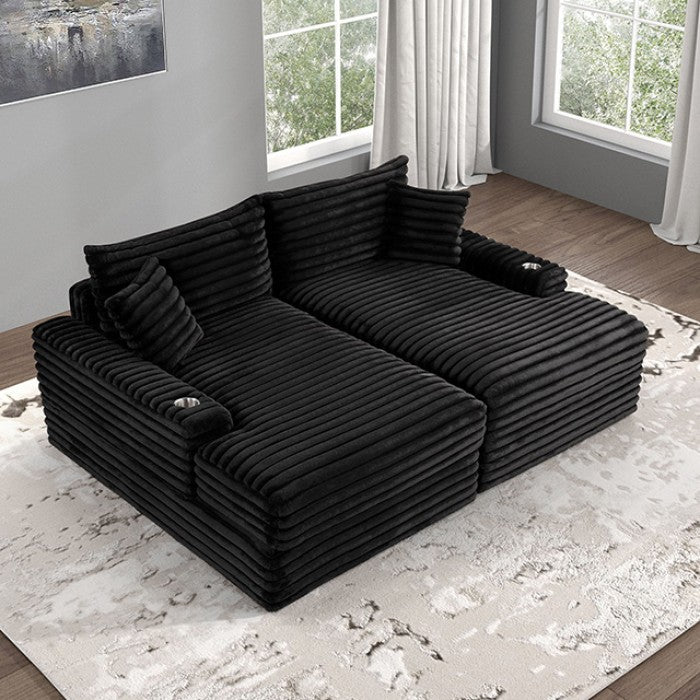 Tavedestrand Double Chaise Sofa - Contemporary Black