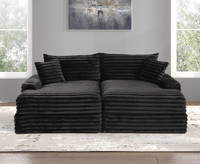 Tavedestrand Double Chaise Sofa - Contemporary Black