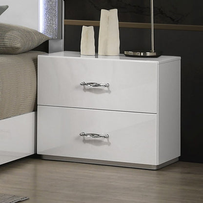 Stoholm Contemporary Rhinestone White Nightstand