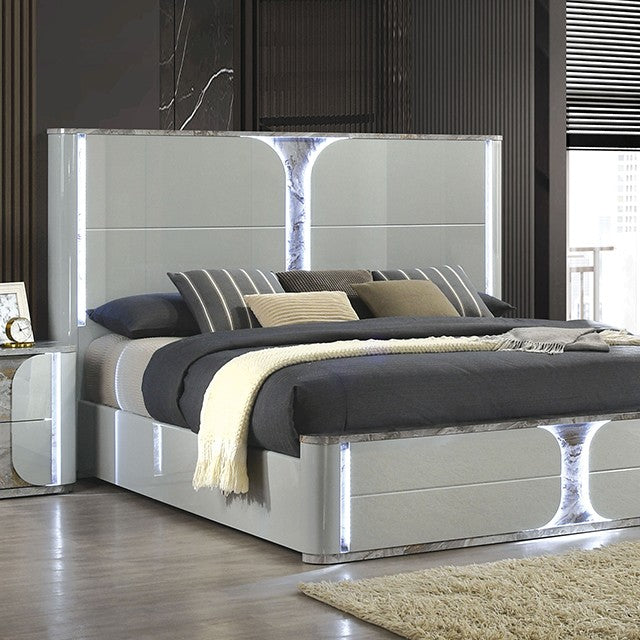 Cleburne Contemporary Light Gray Touch Control LED Bed