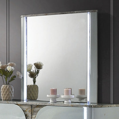 Cleburne Contemporary Light Gray Touch Control LED Mirror