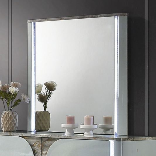 Cleburne Contemporary Light Gray Touch Control LED Mirror - Modern Elegance with Innovative Lighting Features