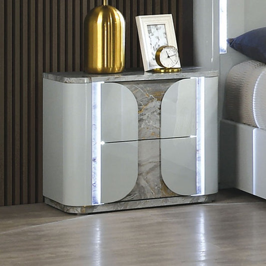 Cleburne Contemporary Light Gray Touch Control LED Nightstand - Modern Design with Convenient Features for Your Bedroom