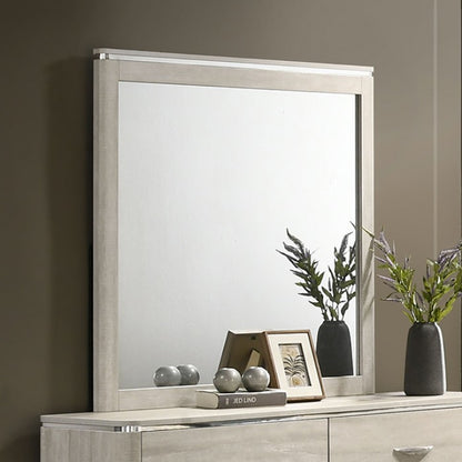 Farsund Contemporary Dusty Gray Curved Edges Mirror