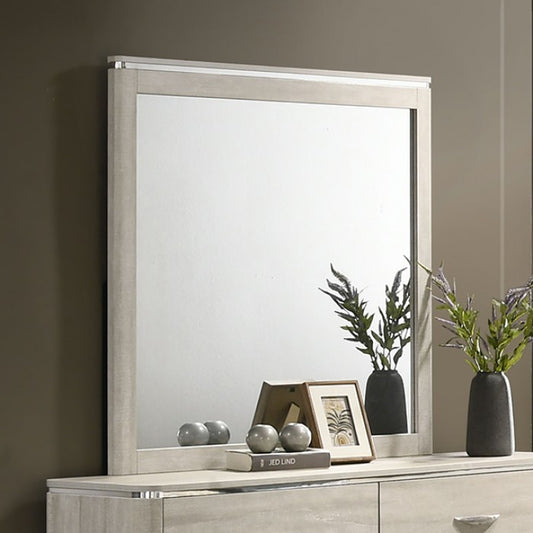 Farsund Contemporary Dusty Gray Curved Edges Mirror - Elegant Accent for Modern Decor