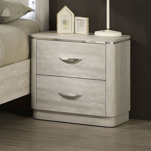 Farsund Contemporary Dusty Gray Curved Edges Nightstand - Stylish Storage with Modern Design