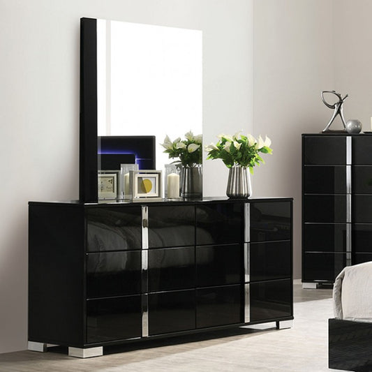 Sinistra Contemporary Piano Black Dresser - Stylish & Modern Bedroom Storage