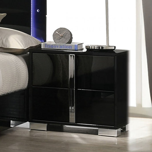 Sinistra Contemporary Piano Black Night Stand - Chic & Modern Bedroom Furniture