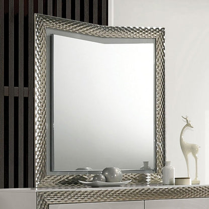 Ventnor Glam Gray Satin Fabric Mirror with LED Lighting