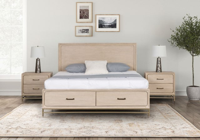 Sandnes Light Oak Bed with Integrated Footboard Storage Drawers
