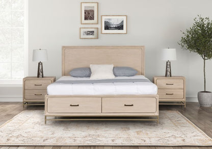 Sandnes Light Oak Bed with Integrated Footboard Storage Drawers