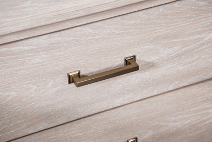 Sandnes Light Oak Night Stand with Metal Legs and Gold Bar Pulls