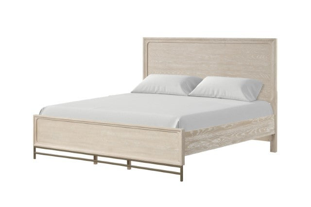 Sandnes Light Oak Bed with Beveled Mirror Headboard Detail
