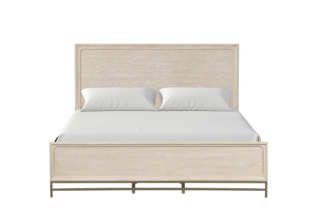 Sandnes Light Oak Bed with Beveled Mirror Headboard Detail