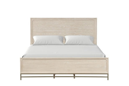 Sandnes Light Oak Bed with Beveled Mirror Headboard Detail