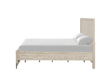 Sandnes Light Oak Bed with Beveled Mirror Headboard Detail