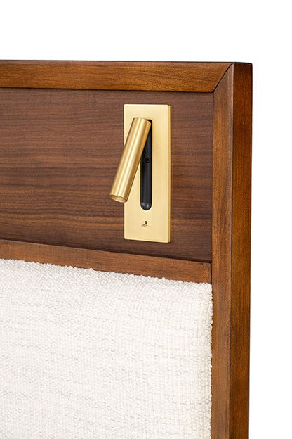 Hepburne Walnut Bed with Upholstered Headboard and Storage Footboard