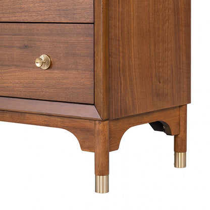 Hepburne Walnut Wood Nightstand with USB Port and LED Light