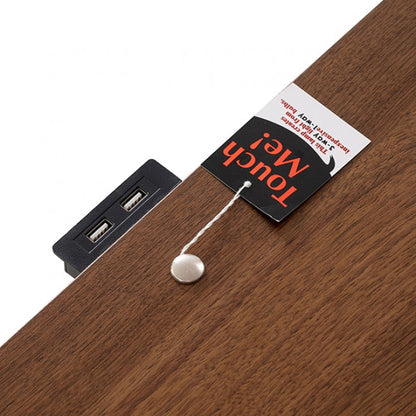 Hepburne Walnut Wood Nightstand with USB Port and LED Light