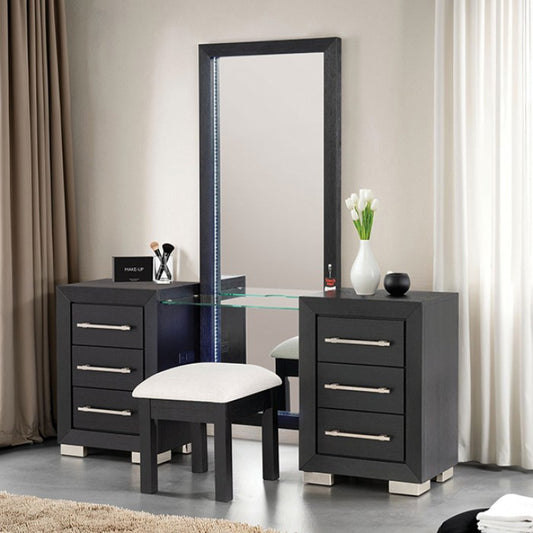 Ashbourne Contemporary Black Vanity Set - Stylish & Modern Dressing Table with Stool