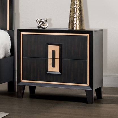 Kenyada Espresso Night Stand with Gold Accent Trim