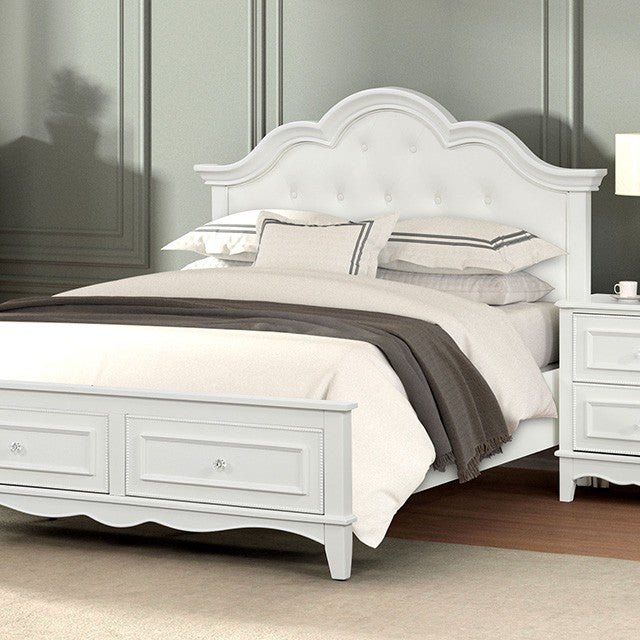 Naucalpan Transitional Padded Leatherette Crown Molding Bed