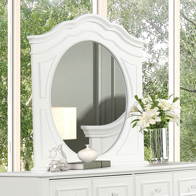 Naucalpan Transitional Padded Leatherette Crown Molding Mirror