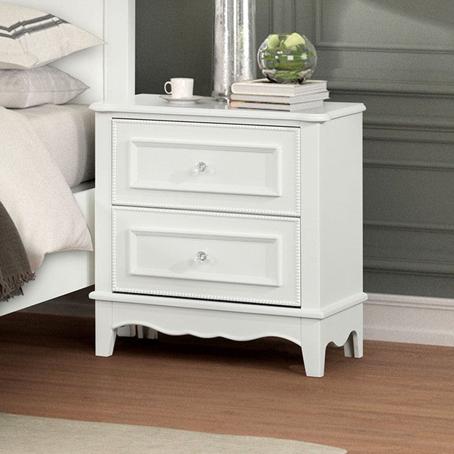 Naucalpan Transitional Padded Leatherette Crown Molding Nightstand