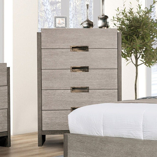 Gristalt Contemporary Stone Gray Chest with Felt-Lined Top Drawers